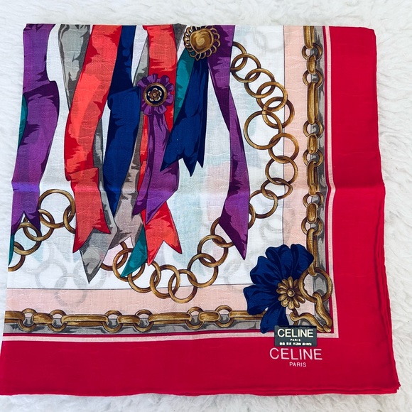 CELINE Paris Multicolor Square Bandana/Scarf NWOT - Picture 9 of 11